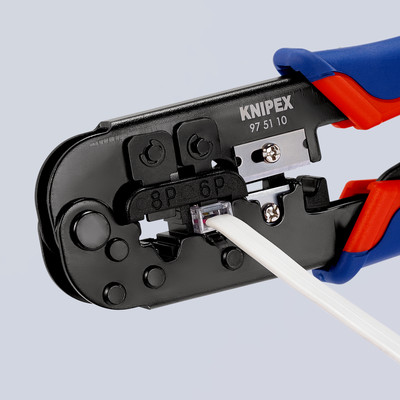 Produktbild von KNIPEX® - Crimpzange 97 51 10 SB Westernstecker brüniert MK RJ 11/12 RJ 45 190m