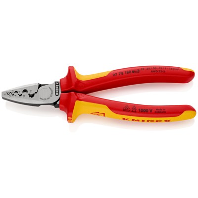 Produktbild von KNIPEX® - Crimpzange 97 78 180 poliert Mehrkomponenten VDE 0,25-16mm² 180mm