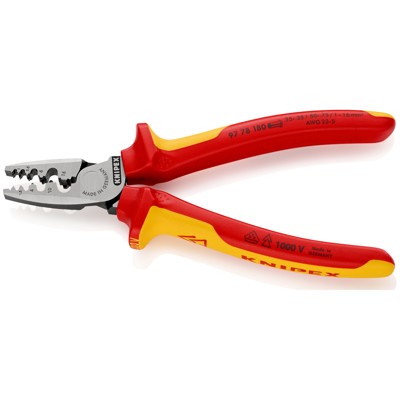 Produktbild von KNIPEX® - Crimpzange 97 78 180 poliert Mehrkomponenten VDE 0,25-16mm² 180mm