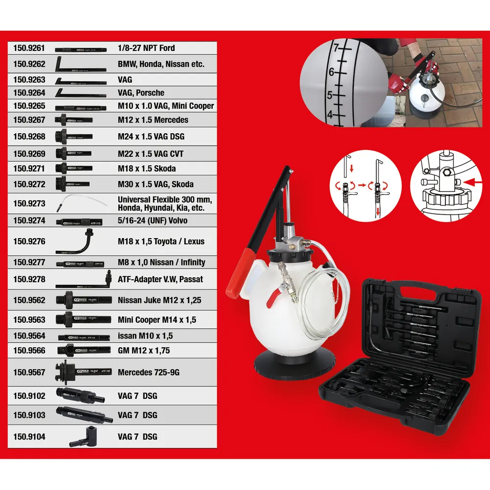 KSTOOLS Universal Getriebeöl-Füllsystem-Satz mit 23-tlg Adaptersatz Produktbild img1 L