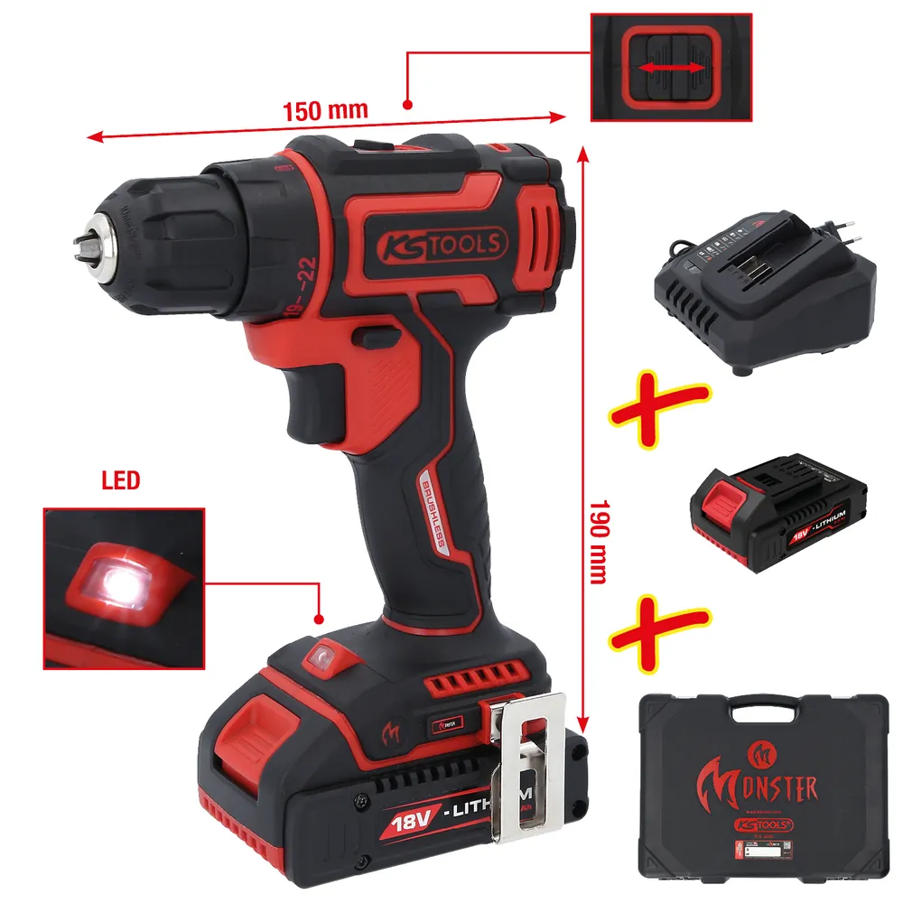 KSTOOLS eMONSTER Brushless-Akku-Bohr-Schrauber-Satz, 4-tlg Produktbild img9 L