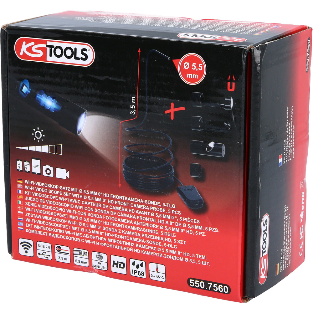 KSTOOLS Wi-Fi-Videoskop-Satz mit Ø 5,5 mm 0° HD Frontkamera-Sonde, 5-teilig Produktbild img4 L