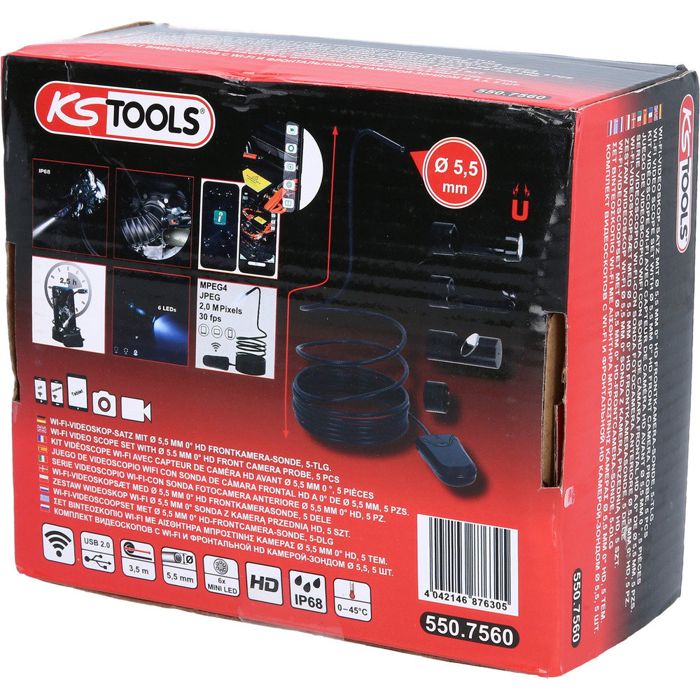 KSTOOLS Wi-Fi-Videoskop-Satz mit Ø 5,5 mm 0° HD Frontkamera-Sonde, 5-teilig Produktbild img6 L