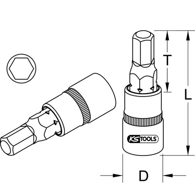 Produktbild von KSTOOLS® - 1/4" Bit-Stecknuss Innensechskant, 5/16''
