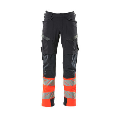 Produktbild von MASCOT® - Hose mit Knietaschen ACCELERATE SAFE, Schwarzblau/hi-vis Rot, Größe 8