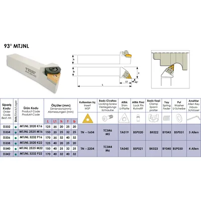 Produktbild von Teknik Makina - Klemmhalter 93° für Wendeplatten TN-- 1604 D332TM