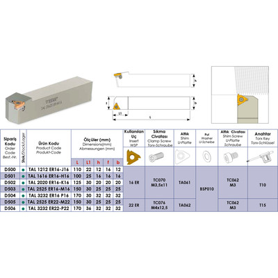 Produktbild von Teknik Makina - Klemmhalter für Wendeplatten 22 ER D505TM