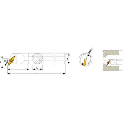 Produktbild von Teknik Makina - Bohrstange 107,5° 40mm Durchmesser für Wendeplatten VCMT 1604 K