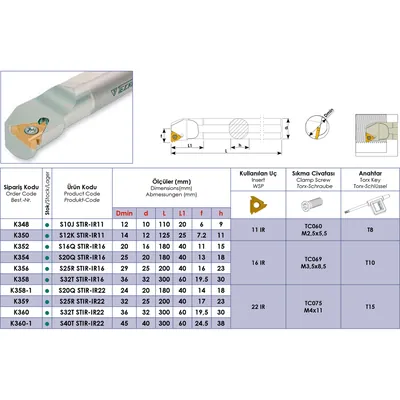 Produktbild von Teknik Makina - Bohrstange 29mm Durchmesser für Wendeplatten 16 IR