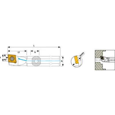 Produktbild von Teknik Makina - Bohrstange 95° mit Innenkühlung ø20mm für Wendeplatten CC-- 09T