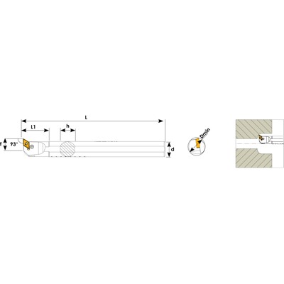 Produktbild von Teknik Makina - Bohrstange 93° 40mm Durchmesser für Wendeplatten DNMG 1506 P312