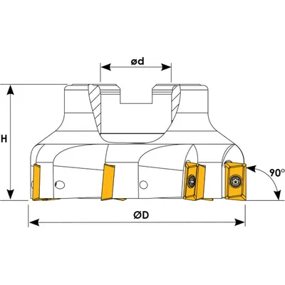 Produktbild von Teknik Makina - Eckmesserkopf 90° 100mm Durchmesser 8 Schneiden für Wendeplatte