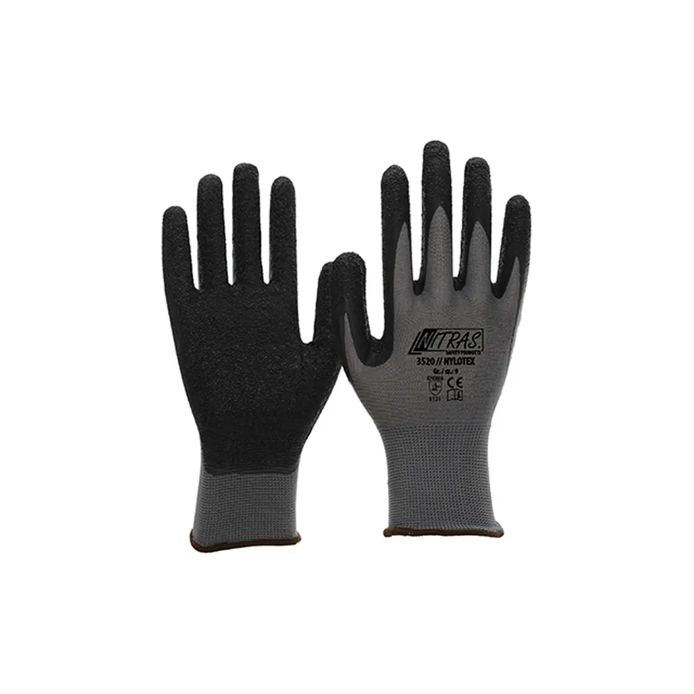 NITRAS Nylonhandschuh Nylotex 3520 grau mit Latexbeschichtung Größe 8 Produktbild img1 L