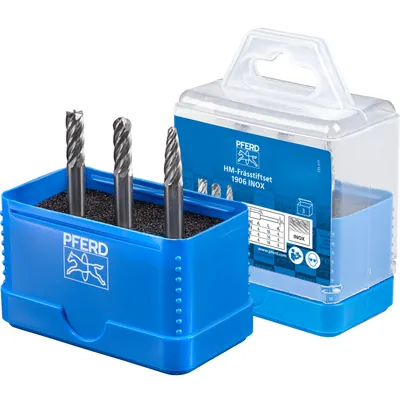 Produktbild von PFERD - Hartmetall Hochleistungsfrässtift Set 1906 INOX 3-tlg. Ø 6mm Schaft-Ø 6
