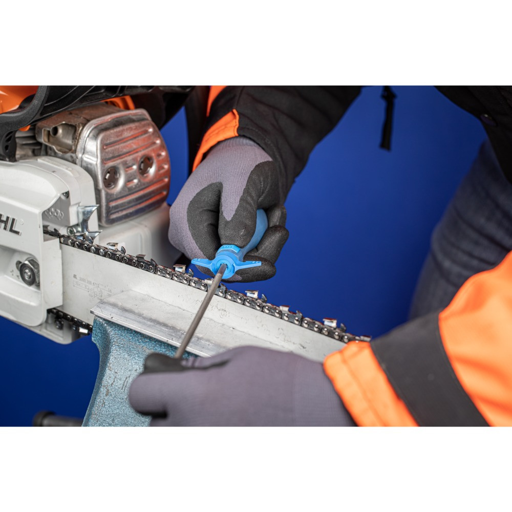 PFERD Ergonomie-Feilenheft FH1-Set mit Schärflehren 25/30-30/35° für Kettensägefeile Ø 4,0-5,5 mm Produktbild img3 L