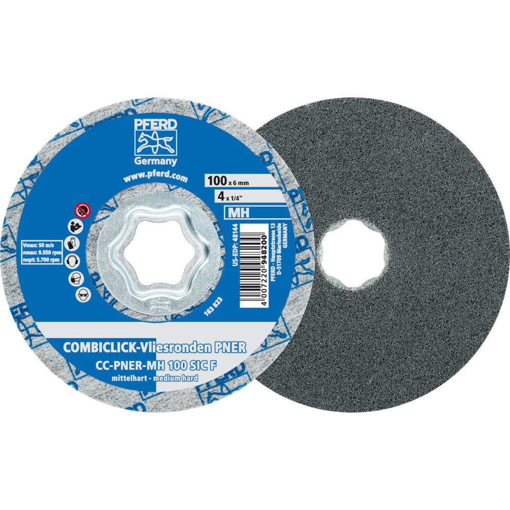 PFERD COMBICLICK verpresste Vliesronde CC PNER Mittehart SIC Fein für Finish Produktbild img1 L