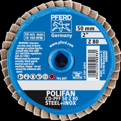 Produktbild von PFERD - COMBIDISC Zirkon Mini-POLIFAN CD Ø 50mm Z80 für gehärteten Stahl