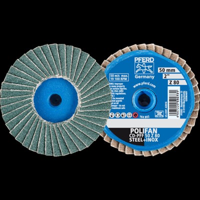 Produktbild von PFERD - COMBIDISC Zirkon Mini-POLIFAN CD Ø 50mm Z80 für gehärteten Stahl