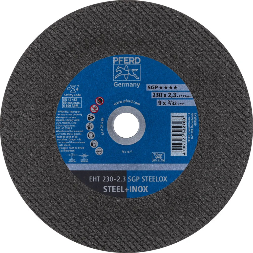 PFERD Trennscheibe EHT gerade Speziallinie SGP STEELOX für Stahl/Edelstahl Produktbild img1 L