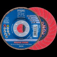 Produktbild von PFERD - POLIFAN STRONG Fächerscheibe PFC 115x22,23 mm konisch CO-FREEZE 36 SGP 