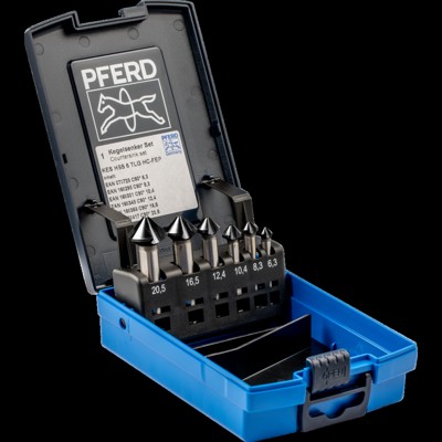 Produktbild von PFERD - HSS-Kegelsenker-Sets 6-tlg. DIN 335 C 90° mit HICOAT-Beschichtung HC-FE