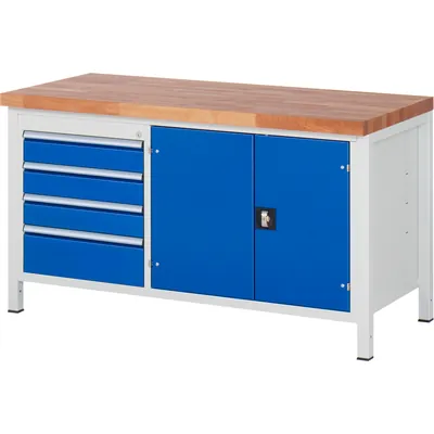 Produktbild von RAU. - Werkbank Modell 8905, 1x4 Schubladen L, 1 Doppeltür, 1500 x 700 x 840mm