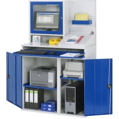 Produktbild von RAU. - Computer-Schrank Modell 67, RAL 7035 / RAL 5010, stationär, 1100 x 520mm