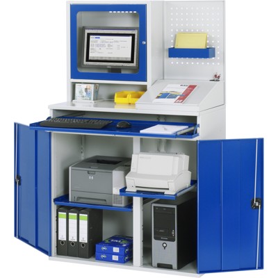 Produktbild von RAU. - Computer-Schrank Modell 67, RAL 7035 / RAL 5010, stationär, 1100 x 520mm