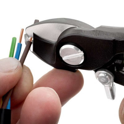 Produktbild von RENNSTEIG - Kabelschere 15 m. Feder u. Abisolierfunktion