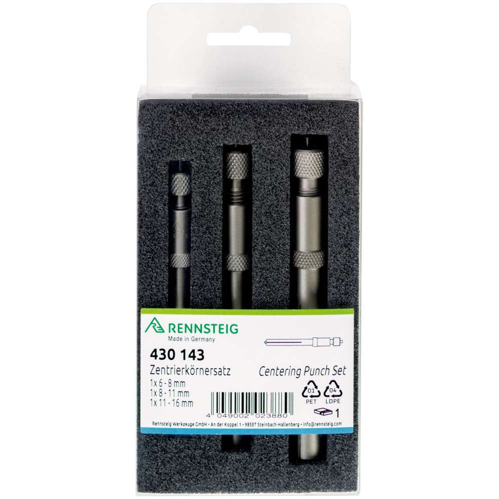 RENNSTEIG Zentrierkörner verstellbar, 3-teiliger Satz Produktbild img1 L