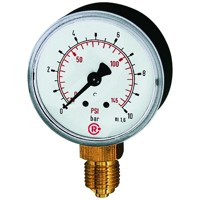 Produktbild von RIEGLER® - Standardmanometer, Kunststoffgehäuse, G 1/8" unten, 0-4,0 bar/58 psi