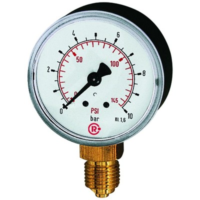 Produktbild von RIEGLER® - Standardmanometer, Kunststoffgehäuse, G 1/4" unten, 0-2,5 bar/36 psi