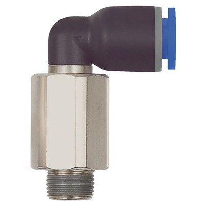 Produktbild von RIEGLER® - L-Steckverschraubung »Blaue Serie« lang, drehbar, R 3/8" A, Ø10mm