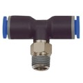 Produktbild von RIEGLER® - T-Steckverschraubung »Blaue Serie«, drehbar, R 3/8" außen Ø 6mm