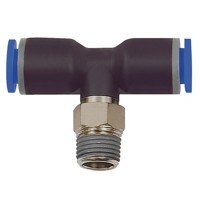 Produktbild von RIEGLER® - T-Steckverschraubung »Blaue Serie«, drehbar, R 1/4" außen Ø 4mm