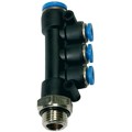 Produktbild von RIEGLER® - T-Mehrfachverteiler »Blaue Serie«, 3-fach, drehbar, G 1/4" außen Ø 1