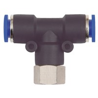 Produktbild von RIEGLER® - T-Steckverschraubung »Blaue Serie«, drehbar, G 3/8" innen, Ø 10mm