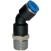 Produktbild von RIEGLER® - Steckverschraubung 45° »Blaue Serie«, drehbar, R 1/8" A, Ø 6mm