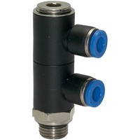 Produktbild von RIEGLER® - L-Mehrfachverteiler »Blaue Serie«, 2-fach, drehbar, G 1/4" A Ø8mm