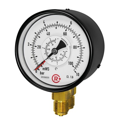 Produktbild von RIEGLER® - Differenzdruckmanometer, 2x G 1/2" unten, parallel, 0-4,0 bar, Ø 100