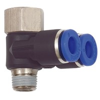 Produktbild von RIEGLER® - Y-Winkelsteckverschraubung »Blaue Serie«, drehbar G/R 1/4" I/a.