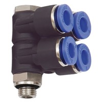 Produktbild von RIEGLER® - L-Mehrfachverteiler »Blaue Serie«, 4-fach, drehbar, G 3/8" A Ø10mm