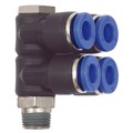 Produktbild von RIEGLER® - L-Mehrfachverteiler »Blaue Serie«, 4-fach, drehbar, R 1/8" A Ø6mm