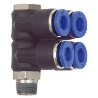 Produktbild von RIEGLER® - L-Mehrfachverteiler »Blaue Serie«, 4-fach, drehbar, R 1/4" A Ø8mm