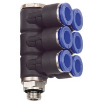 Produktbild von RIEGLER® - L-Mehrfachverteiler »Blaue Serie«, 6-fach, drehbar, G 1/8" A Ø6mm