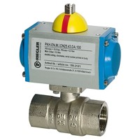 Produktbild von RIEGLER® - Messingkugelhahn, pneumatischer Stellantrieb doppeltwirkend, Rp 1/2"