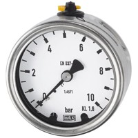 Produktbild von RIEGLER® - Manometer, Edelstahl, G 1/2" hinten exzentrisch, 0-10,0 bar, Ø 100mm