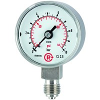 Produktbild von RIEGLER® - Standardmanometer, Edelstahl, G 1/4" unten, 0-16,0 bar, Ø 50