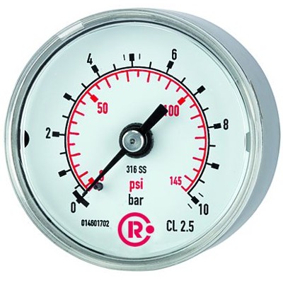 Produktbild von RIEGLER® - Standardmanometer, Edelstahl, G 1/4" hinten zentrisch, 0-40,0 bar, Ø