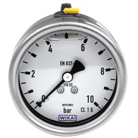 Produktbild von RIEGLER® - Glyzerinmanometer, Edelstahl, G 1/2" exzentrisch, 0-16,0 bar, Ø 100